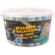 JAMASIA Straßenmalkreide Kunststoffeimer 50 Kreiden