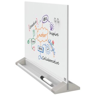 nobo Glas-Desktoptafel (B)600 x (H)450 mm weiß