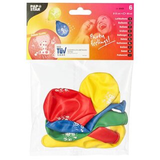 PAPSTAR Zahlenluftballons "3" rund farbig sortiert