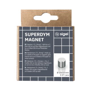 sigel Neodym-Design-Magnete Zylinder "Strong" C5 5er Set