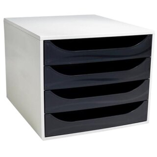 EXACOMPTA Schubladenbox ECOBOX 4 Schübe schwarz / grau