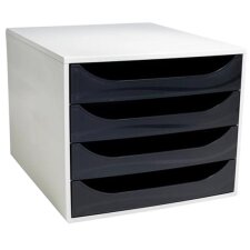 EXACOMPTA Schubladenbox ECOBOX 4 Schübe schwarz / grau