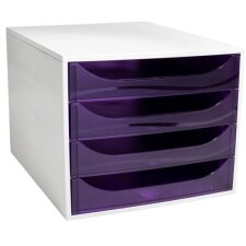 EXACOMPTA Schubladenbox ECOBOX 4 Schübe violett