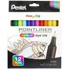 PentelArts Fineliner POINTLINER colour dye ink 24er Etui