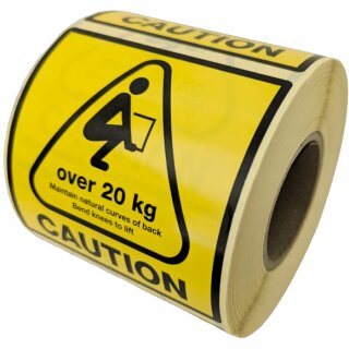 rillprint Hinweisetiketten "CAUTION OVER 20 KG"