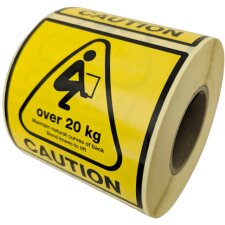 rillprint Hinweisetiketten "CAUTION OVER 20 KG"