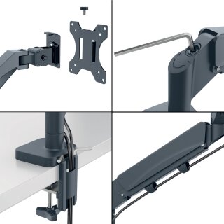 LEITZ Doppel-Monitorarm Ergo Dual Armlänge: 453 mm,samtgrau