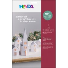 HEYDA Lichtdorf-Bastelset Häuser & Kirche Karton...