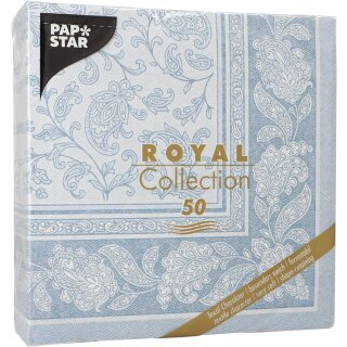 PAPSTAR Servietten "ROYAL Collection Ornaments" arktikblau 50 Stück