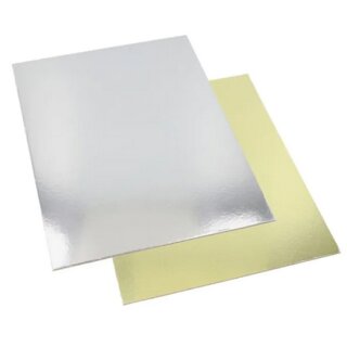 STARPAK Tortenplatte eckig 300 x 400 mm gold/silber 25 Stück