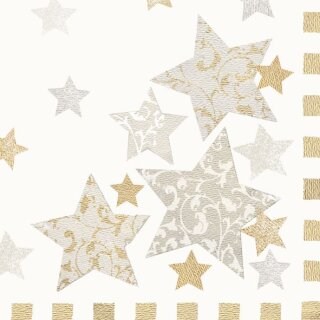 PAPSTAR Weihnachts-Motivservietten "Stardust" creme