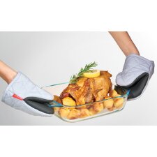 metaltex Ofenhandschuhe antislip 2er Set grau/schwarz kurz