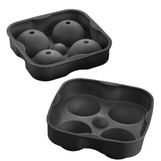metaltex Eiswürfelform aus Silikon für 4 Kugeln schwarz