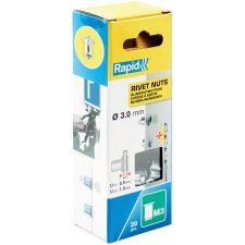 Rapid Blindnietmuttern M3 aus Stahl in Schachtel 20...