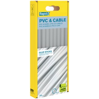 Rapid Klebepatrone PVC & Kabel 12 mm Durchmesser lang 14 Stück (250 g)