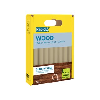 Rapid Klebepatrone Holz 12 mm Durchmesser kurz gelblich 14 Stück (125 g)