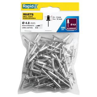 Rapid Blindniete Standard 4,8 x 16 mm aus Aluminium 100 Stück
