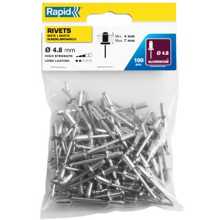 Rapid Blindniete Standard 4,8 x 10 mm aus Aluminium 100 Stück