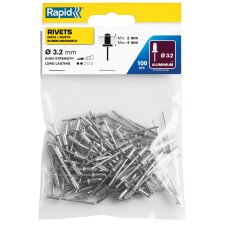 Rapid Blindniete Standard 3,2 x 8 mm aus Aluminium 100...