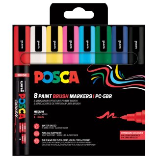 POSCA Pigmentmarker PC-5BR BRUSH 8er Etui farbig sortiert