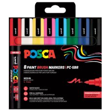 POSCA Pigmentmarker PC-5BR BRUSH 8er Etui farbig sortiert