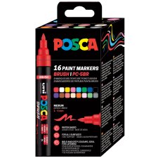 POSCA Pigmentmarker PC-5BR BRUSH 16er Etui farbig sortiert