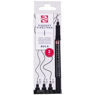 ROYAL TALENS Pigment Fineliner Bold schwarz 3er Set