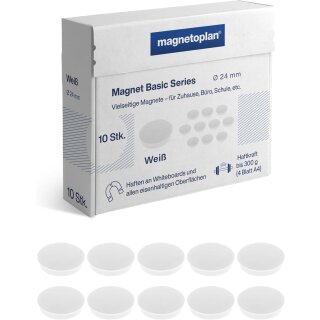 magnetoplan Rundmagnet "Basic" 24 mm weiß 10 Magnete