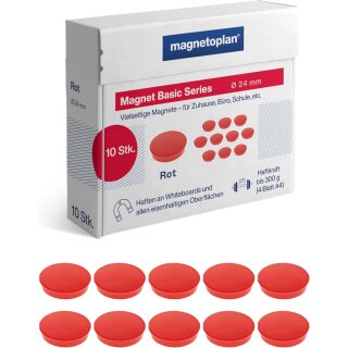 magnetoplan Rundmagnet "Basic" 24 mm rot 10 Magnete
