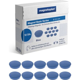 magnetoplan Rundmagnet "Basic" 24 mm blau 10 Magnete