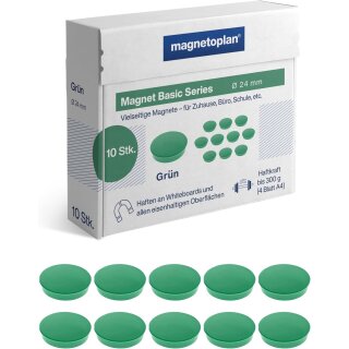magnetoplan Rundmagnet "Basic" 24 mm grün 10 Magnete