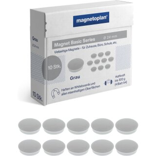magnetoplan Rundmagnet "Basic" 24 mm grau 10 Magnete