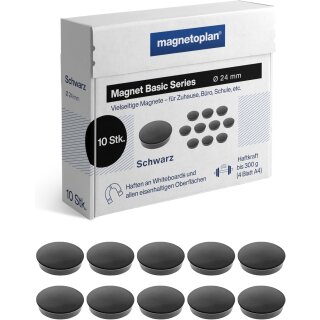 magnetoplan Rundmagnet "Basic" 24 mm schwarz 10 Magnete