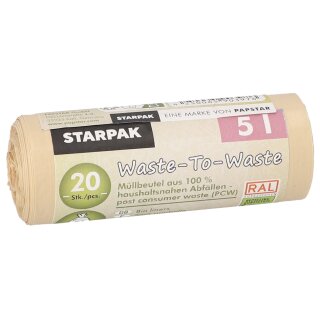 STARPAK Mülleimerbeutel "Waste-to-Waste" 18 Liter braun