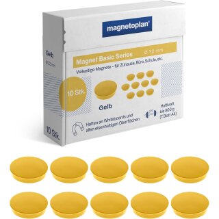 magnetoplan Rundmagnet "Basic" 32 mm gelb 10 Magnete