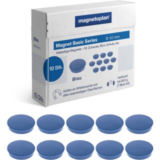 magnetoplan Rundmagnet "Basic" 32 mm blau 10 Magnete