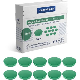 magnetoplan Rundmagnet "Basic" 32 mm grün 10 Magnete