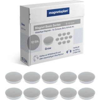 magnetoplan Rundmagnet "Basic" 32 mm grau 10 Magnete
