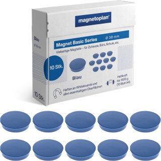 magnetoplan Rundmagnet "Basic" 38 mm blau 10 Magnete