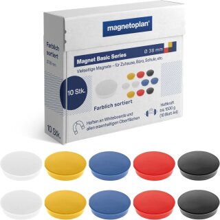 magnetoplan Rundmagnet "Basic" 38 mm farbig sortiert 10 Magnete