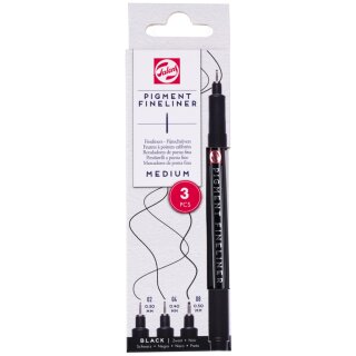 ROYAL TALENS Pigment Fineliner Medium schwarz 3er Set
