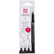 ROYAL TALENS Pigment Fineliner Medium schwarz 3er Set