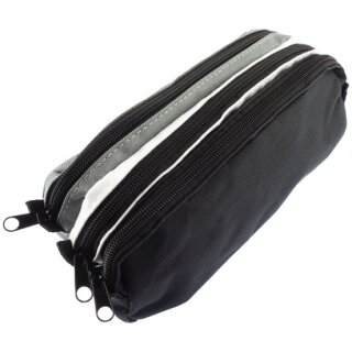 kangaro Schlamper-Etui 3 Fächer grau / weiß / schwarz