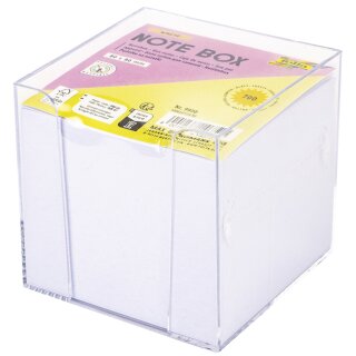 folia Zettelbox Kunststoff 90 x 90 mm glasklar / weiß 700 Blatt