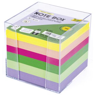 folia Zettelbox Kunststoff 90 x 90 mm glasklar / farbig 700 Blatt
