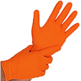 HYGOSTAR Nitril-Handschuh DIAMOND GRIP M Größe: 8 orange 50 Stück