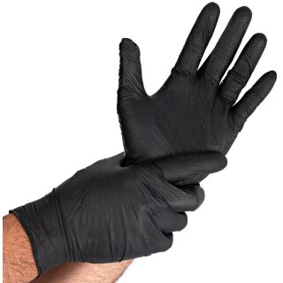HYGOSTAR Nitril-Handschuh DIAMOND GRIP M Größe: 8 schwarz 50 Stück