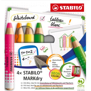 STABILO Whiteboard-Marker MARKdry NEON 4er Etui