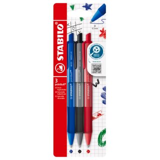 STABILO Druckkugelschreiber pointball colorful 3er Etui