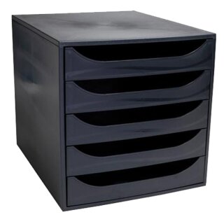 EXACOMPTA Schubladenbox ECOBOX 5 Schübe schwarz / schwarz